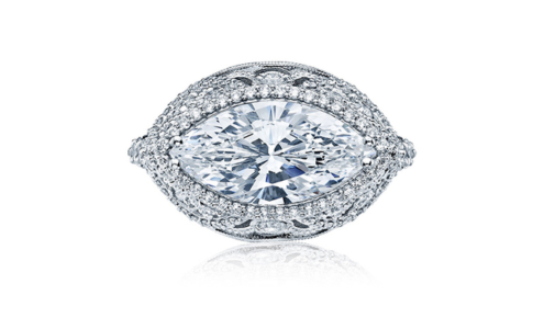 An opulent TACORI east-west diamond engagement ring, available at Adlers Jewelers.