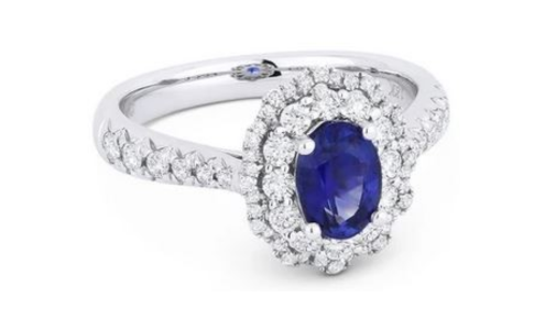 A stunning diamond and sapphire engagement ring from Madison L., available at Adlers Jewelers.