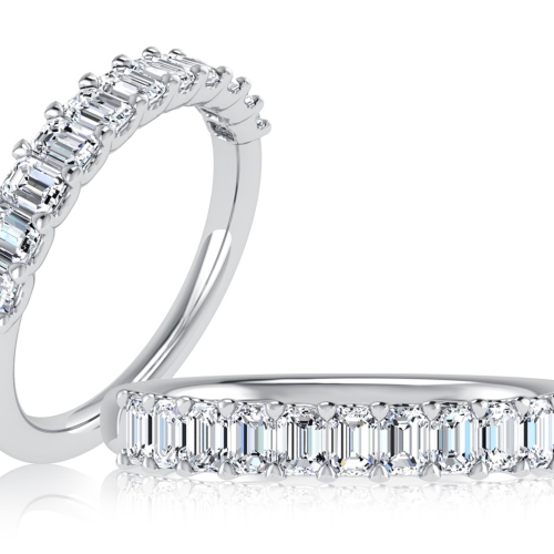 A. JAFFE EMERALD CUT DIAMOND WEDDING BAND