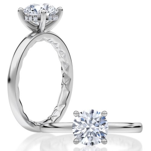 A. JAFFE SOLITAIRE DIAMOND ENGAGEMENT RING WITH DIAMOND BAR