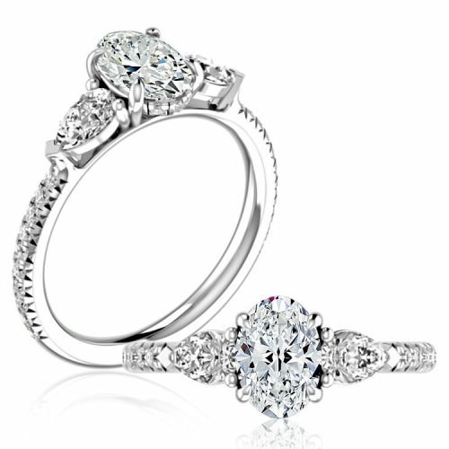 A. JAFFE THREE STONE ENGAGEMENT RING