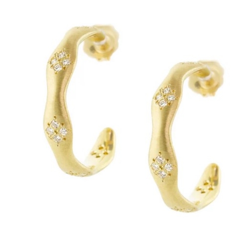 ADEL CHEFRIDI WAVY MEMORIES DIAMOND HOOP EARRINGS