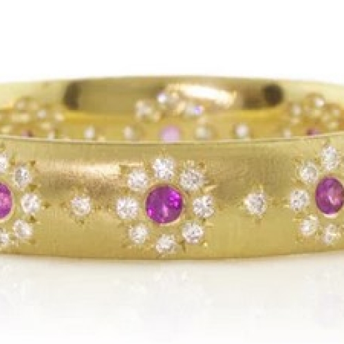 ADEL CHEFRIDI DIAMOND AND RUBY  SHIMMER BAND