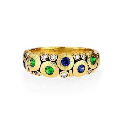 ALEX SEPKUS CANDY DIAMOND-SAPPHIRE-TSAVORITE RING