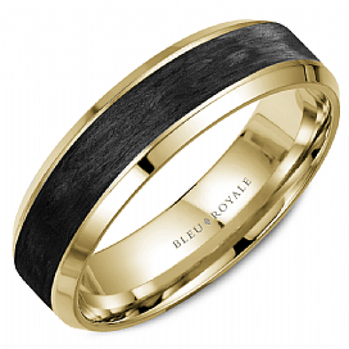 BLEU ROYALE 14K AND FORGED CARBON FIBER WEDDING BAND