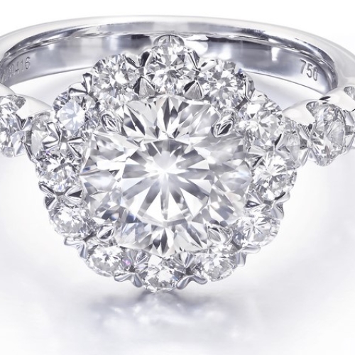 CHRISTOPHER DESIGNS HALO STYLE DIAMOND ENGAGEMENT RING