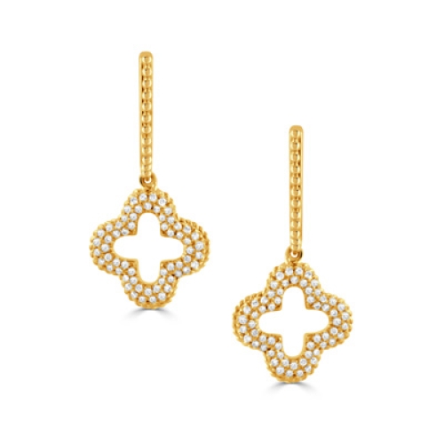 DOVES RAVENNA DIAMOND CLOVER DANGLE EARRINGS