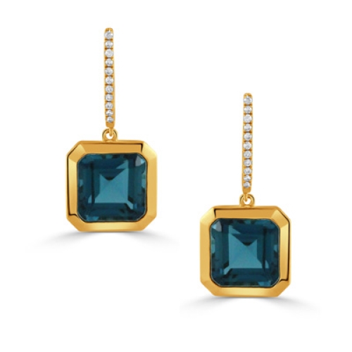 DOVES LONDON BLUE TOPAZ AND DIAMOND EARRINGS