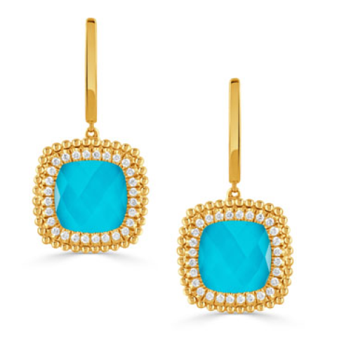 DOVES JUSTINIAN DIAMOND AND TURQUOISE DROP EARRINGS