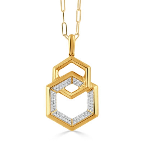 DOVES GEOMETRIC DIAMOND PENDANT WITH CHAIN