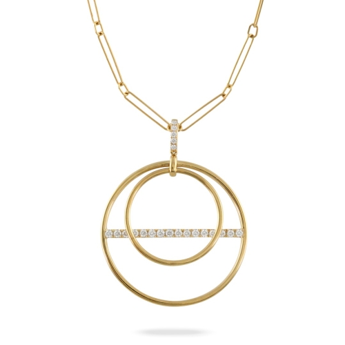 DOVES FIBANACCI DIAMOND CIRCLE PENDANT WITH PAPERCLIP CHAIN