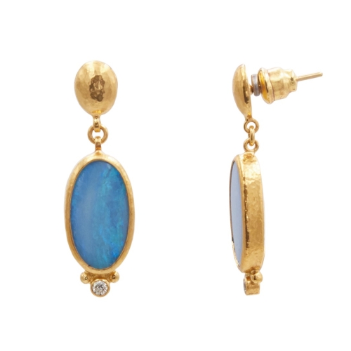 GURHAN GOLD GURHAN ONE OF A KIND OPAL AND DIAMOND EARRINGS