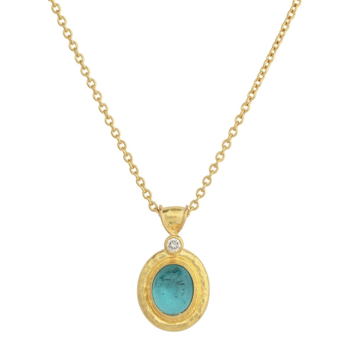 GURHAN GOLD ONE OF A KIND APATITE AND DIAMOND PENDANT