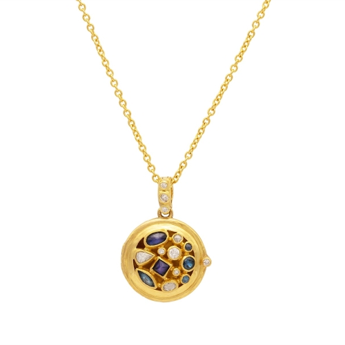 GURHAN GOLD ONE OF A KIND SAPPHIRE AND DIAMOND LOCKET