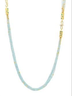 GURHAN GOLD ONE OF A KIND APATITE BEAD AND OPAL, DIAMOND MULTI STRAND NECKLACE