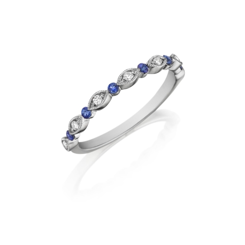 HENRI DAUSSI SAPPHIRE AND DIAMOND STACKING BAND