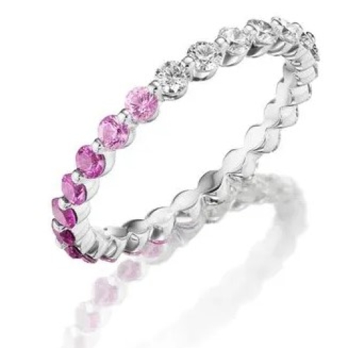 HENRI DAUSSI DIAMOND AND PINK SAPPHIRE BAND