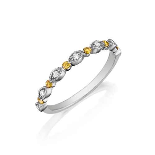 HENRI DAUSSI DIAMOND AND NATURAL YELLOW DIAMOND STACKABLE BAND