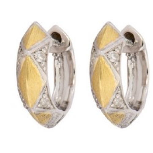 JUDE FRANCES MIXED METAL DIAMOND HUGGIE EARRINGS