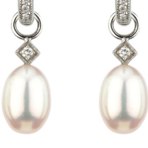 JUDE FRANCES LISSE WHITE PEARL EARRING CHARMS- 18K WG