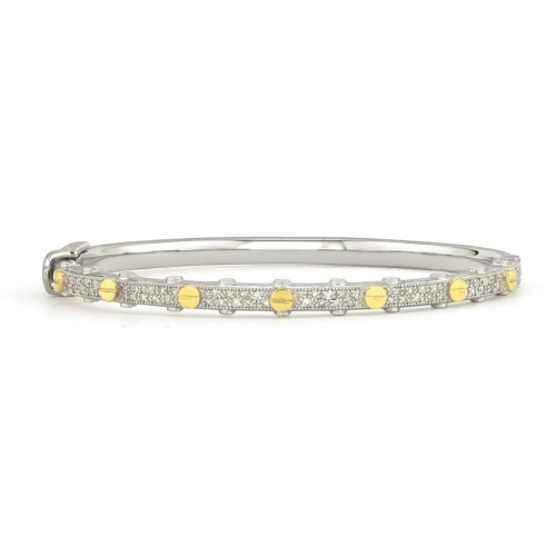 JUDE FRANCES MIXED METAL PAVE DIAMOND NAILHEAD BANGLE