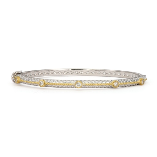 JUDE FRANCES MIXED METAL STONES ROPE DIAMOND BANGLE