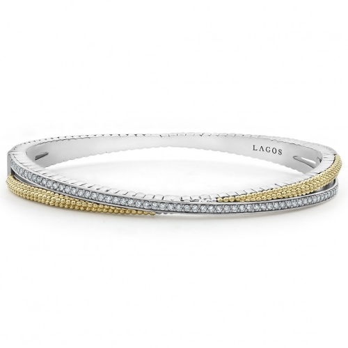 LAGOS LUX CAVIAR THIN CROSSOVER HINGE CUFF BRACELET