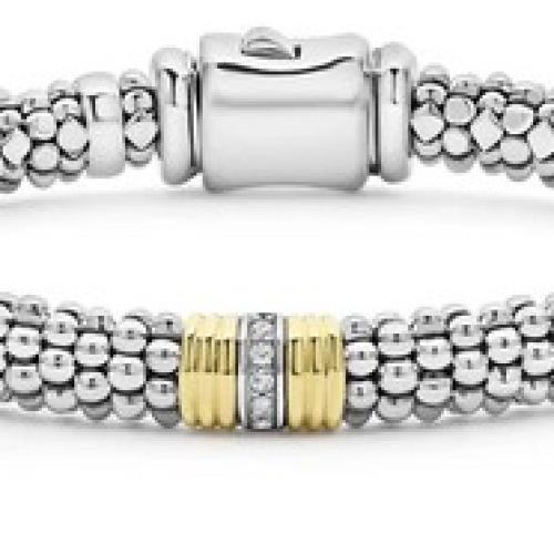 LAGOS SIGNATURE CAVIAR TRIPLE DIAMOND STATION BRACELET