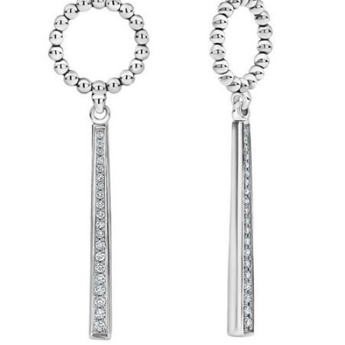 LAGOS CAVIAR SPARK DIAMOND CIRLCE/LINEAR DROP EARRINGS