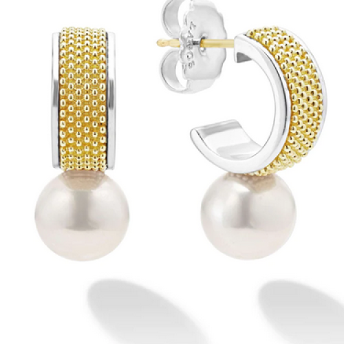 LAGOS LUNA PEARL LUX HALF HOOP EARRINGS