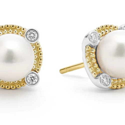 LAGOS LUNA DIAMOND AND PEARL LUX EARRINGS