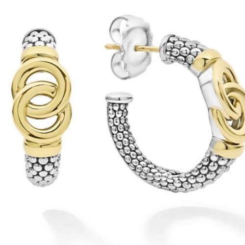 LAGOS SIGNATURE CAVIAR INTERLOCKING HOOP EARRINGS