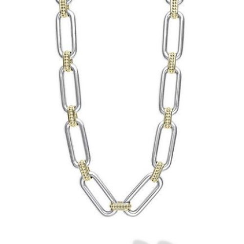 LAGOS SIGNATURE CAVIAR OVAL LINK NECKLACE WITH TOGGLE