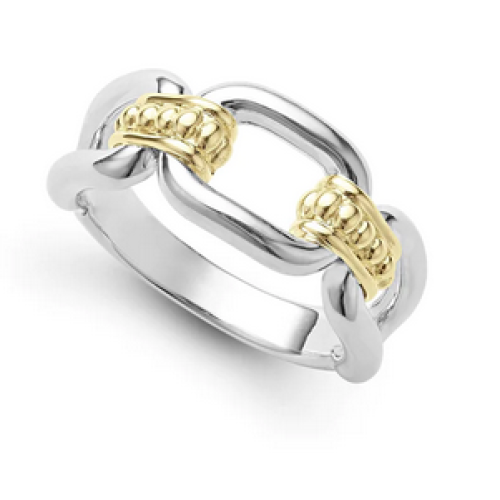 LAGOS SIGNATURE CAVIAR OVAL LINK RING