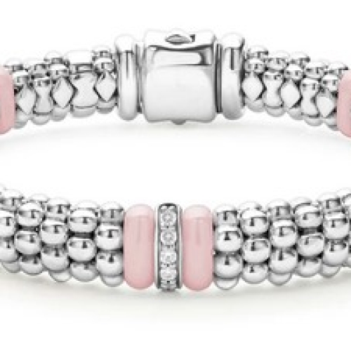 LAGOS PINK CAVIAR DIAMOND STATION BRACELET