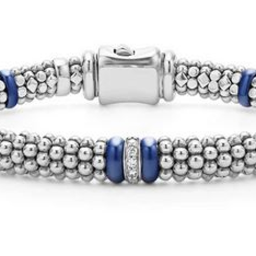 LAGOS BLUE CAVIAR DIAMOND STATION BRACELET