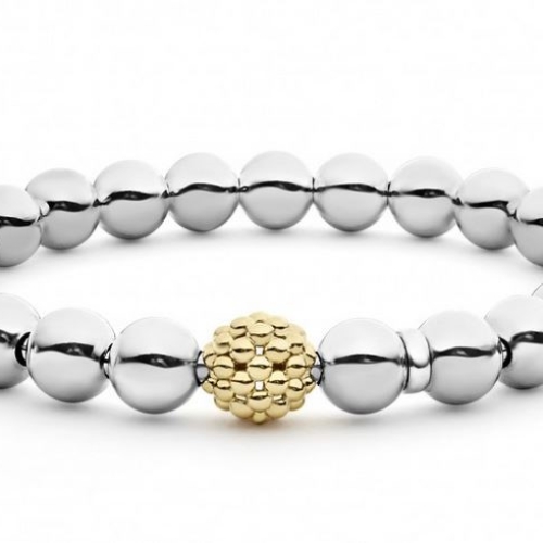 LAGOS SIGNATURE CAVIAR LATTICE BALL STRETCH BRACELET