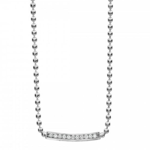 LAGOS CAVIAR SPARK DIAMOND BAR NECKLACE