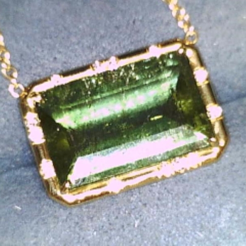 LAUREN K GREEN TOURMALINE AND DIAMOND NECKLACE