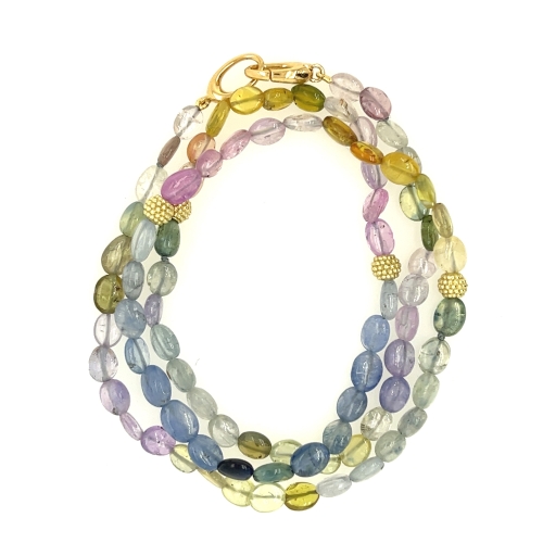 LAUREN K OVAL PASTEL SAPPHIRE BEAD NECKLACE