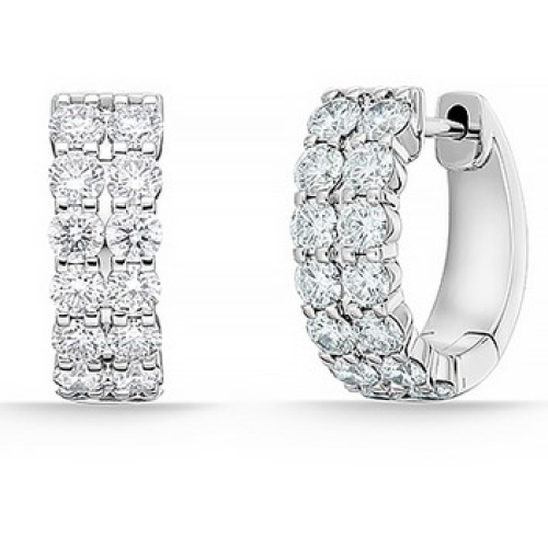 MEMOIRE FASHION PETITE PRONG DOUBLE ROW DIAMOND HUGGIE EARRINGS