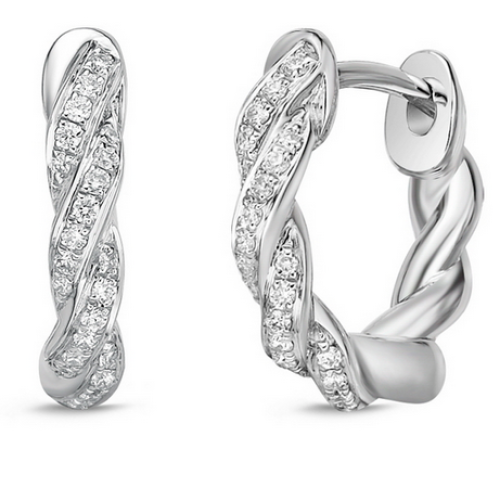 MEMOIRE FASHION VINE PAVE HUGGIE EARRINGS