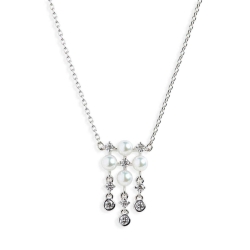 MIKIMOTO Pearl Cluster and Diamond Pendant, 18kt White Gold