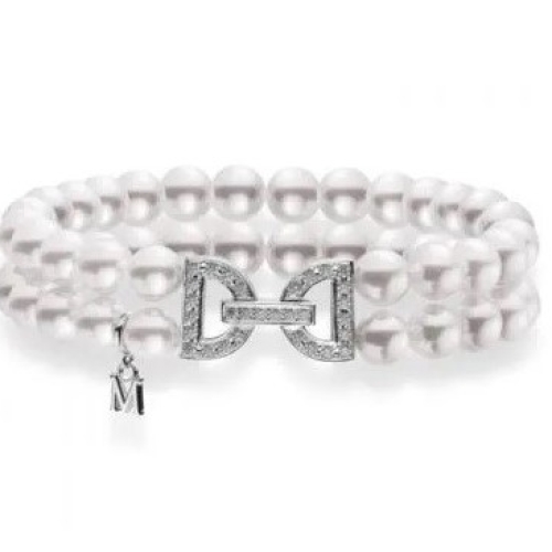 MIKIMOTO PEARL AND DIAMOND BRACELET- 7X6.5  A+