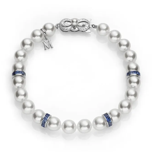 MIKIMOTO OCEAN AKOYA PEARL AND SAPPHIRE RONDELL BRACELET