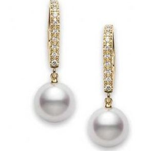 MIKIMOTO PEARL AND DIAMOND EARRINGS