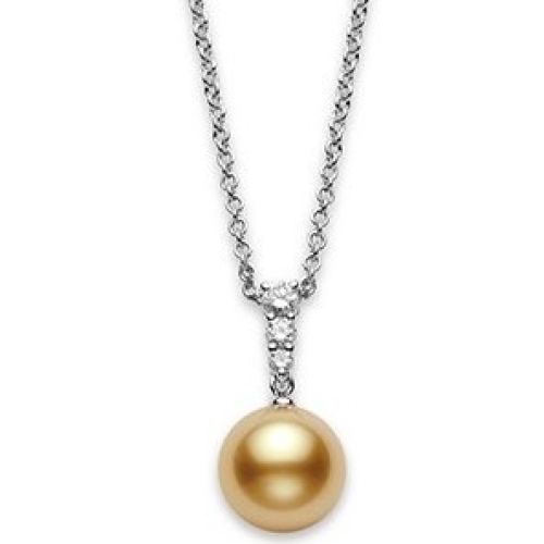 MIKIMOTO Morning Dew 11mm Golden South Sea Cultured Pearl and Diamond Pendant