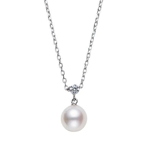 MIKIMOTO MORNING DEW PEARL AND DIAMOND PENDANT