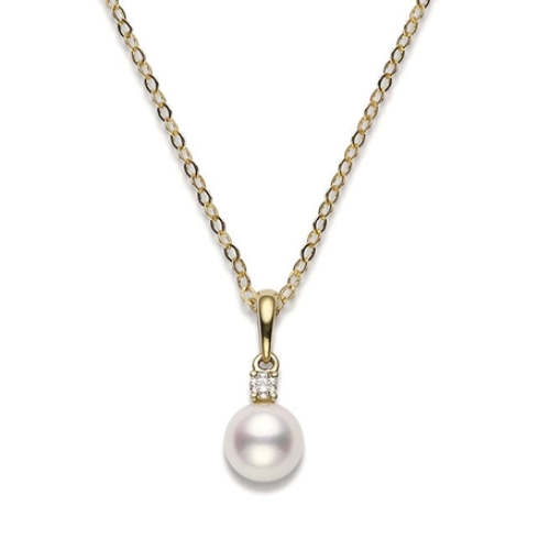 MIKIMOTO AKOYA PEARL AND DIAMOND PENDANT 7-7.5 MM  AA