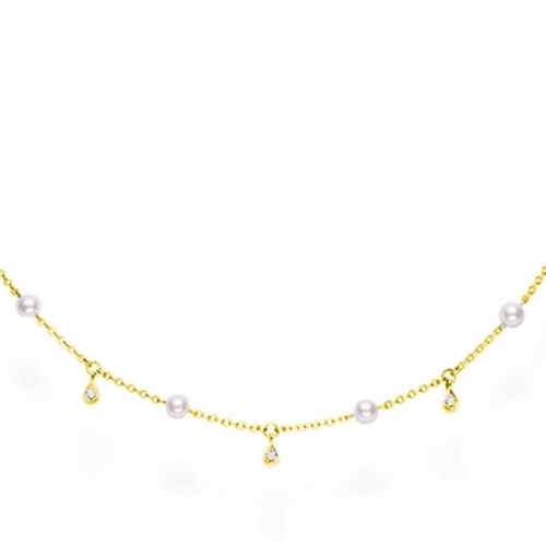 MIKIMOTO AKOYA PEARL AND DIAMOND DROP NECKLACE